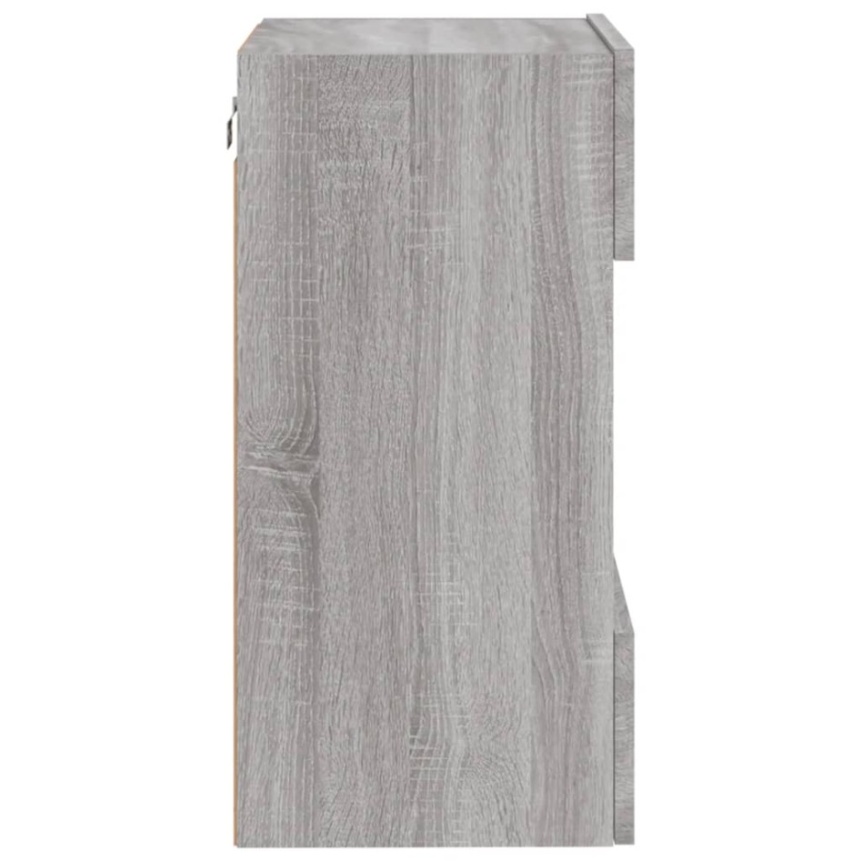 Muebles TV de pared luces LED 2 uds gris Sonoma 40x30x60,5