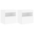 Muebles de TV de pared con luces LED 2 uds blanco 40x30x40