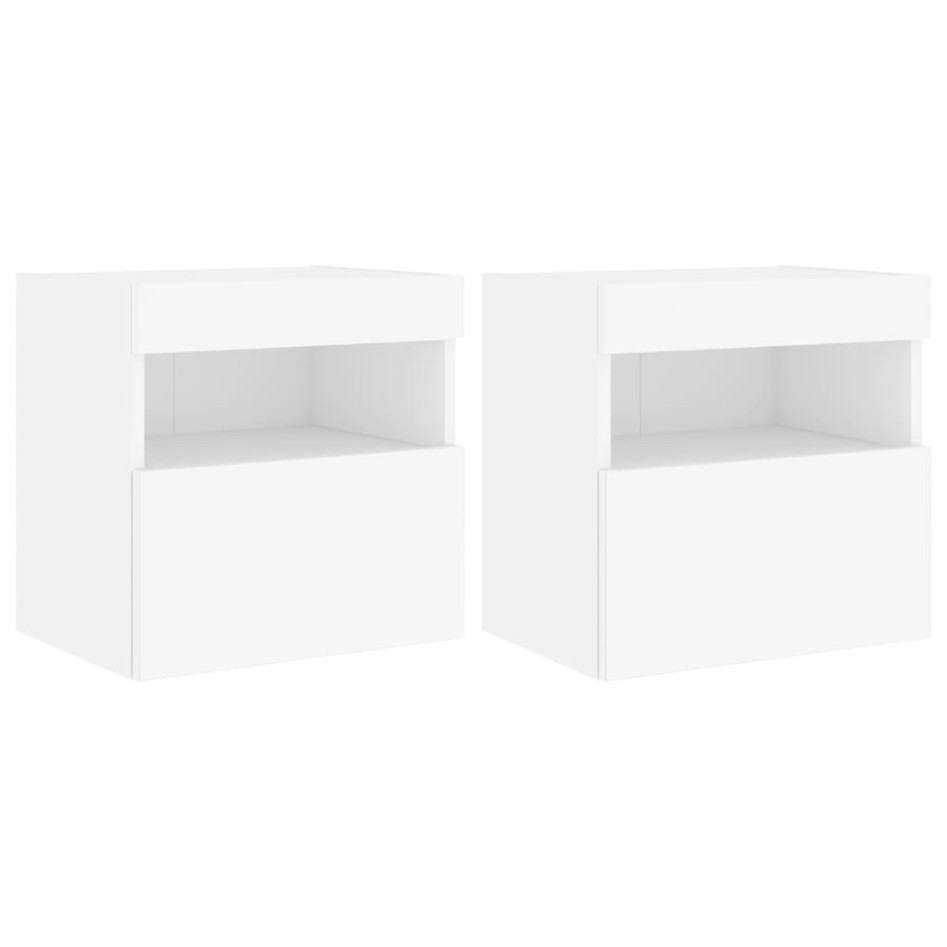Muebles de TV de pared con luces LED 2 uds blanco 40x30x40