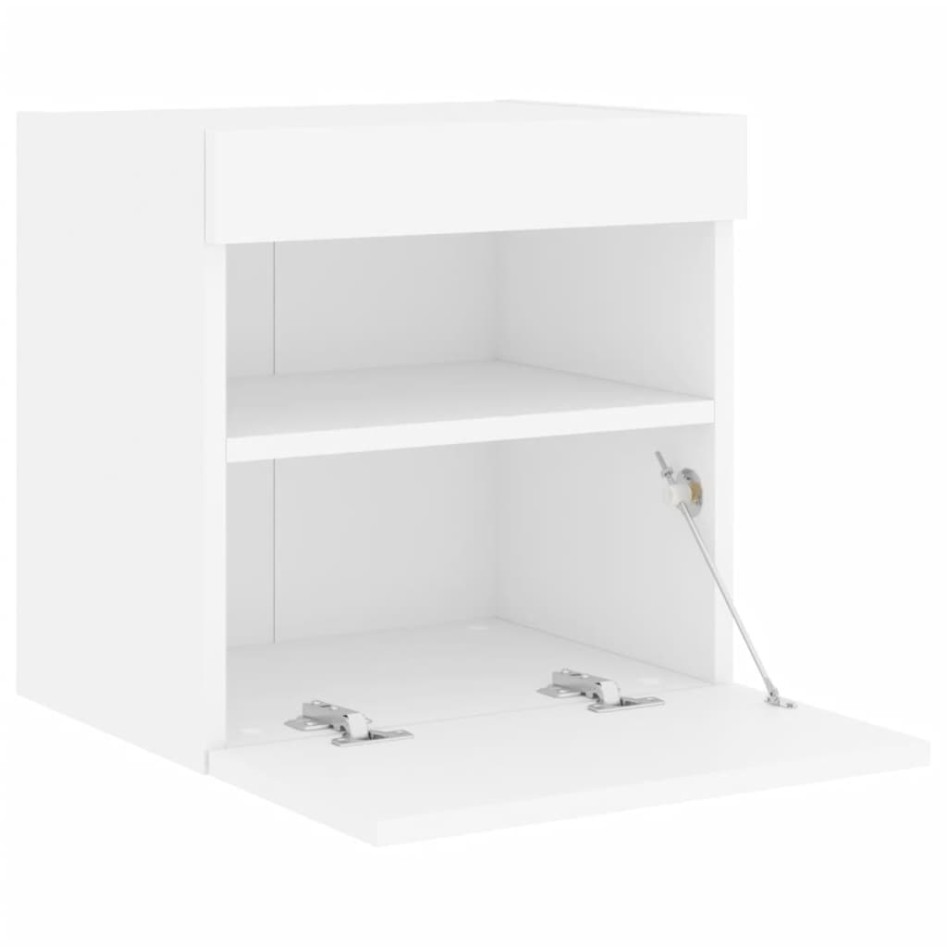 Muebles de TV de pared con luces LED 2 uds blanco 40x30x40