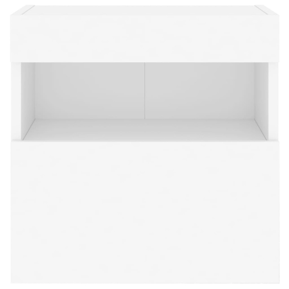 Muebles de TV de pared con luces LED 2 uds blanco 40x30x40