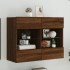 Mueble TV de pared con luces LED roble marrón 78,5x30x60,5
