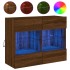 Mueble TV de pared con luces LED roble marrón 78,5x30x60,5