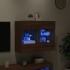 Mueble TV de pared con luces LED roble marrón 78,5x30x60,5
