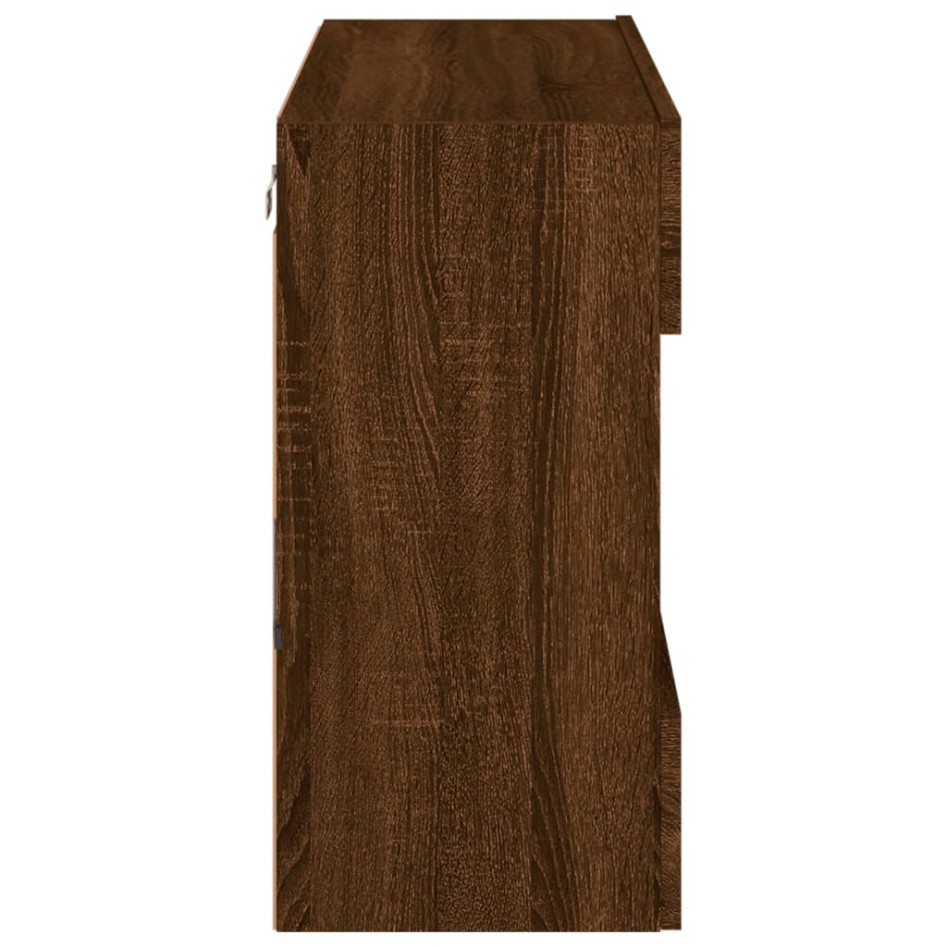 Mueble TV de pared con luces LED roble marrón 78,5x30x60,5