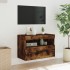 Mueble de TV de pared con luces LED roble ahumado 60x30x40