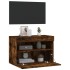 Mueble de TV de pared con luces LED roble ahumado 60x30x40