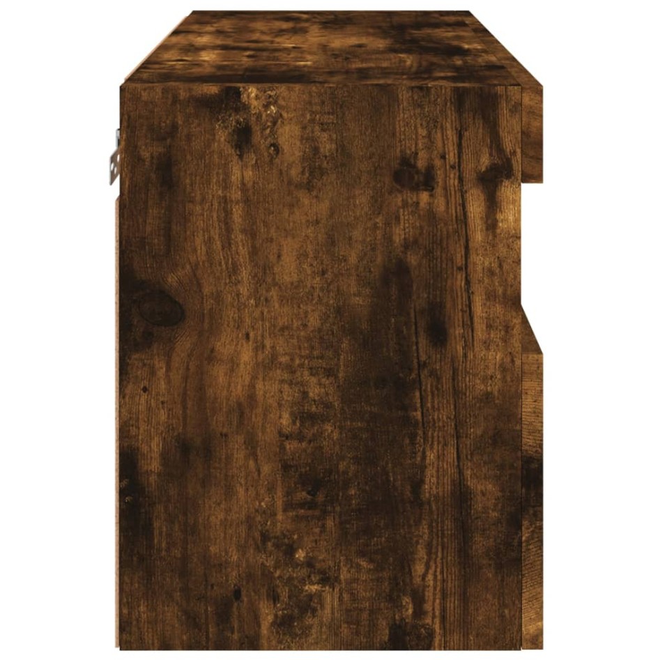 Mueble de TV de pared con luces LED roble ahumado 60x30x40