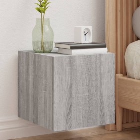 Muebles TV pared con luces LED 2 uds gris Sonoma 30,5x35x30