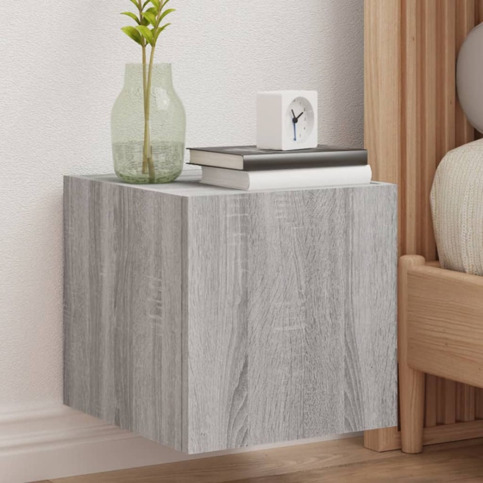 Muebles TV pared con luces LED 2 uds gris Sonoma 30,5x35x30