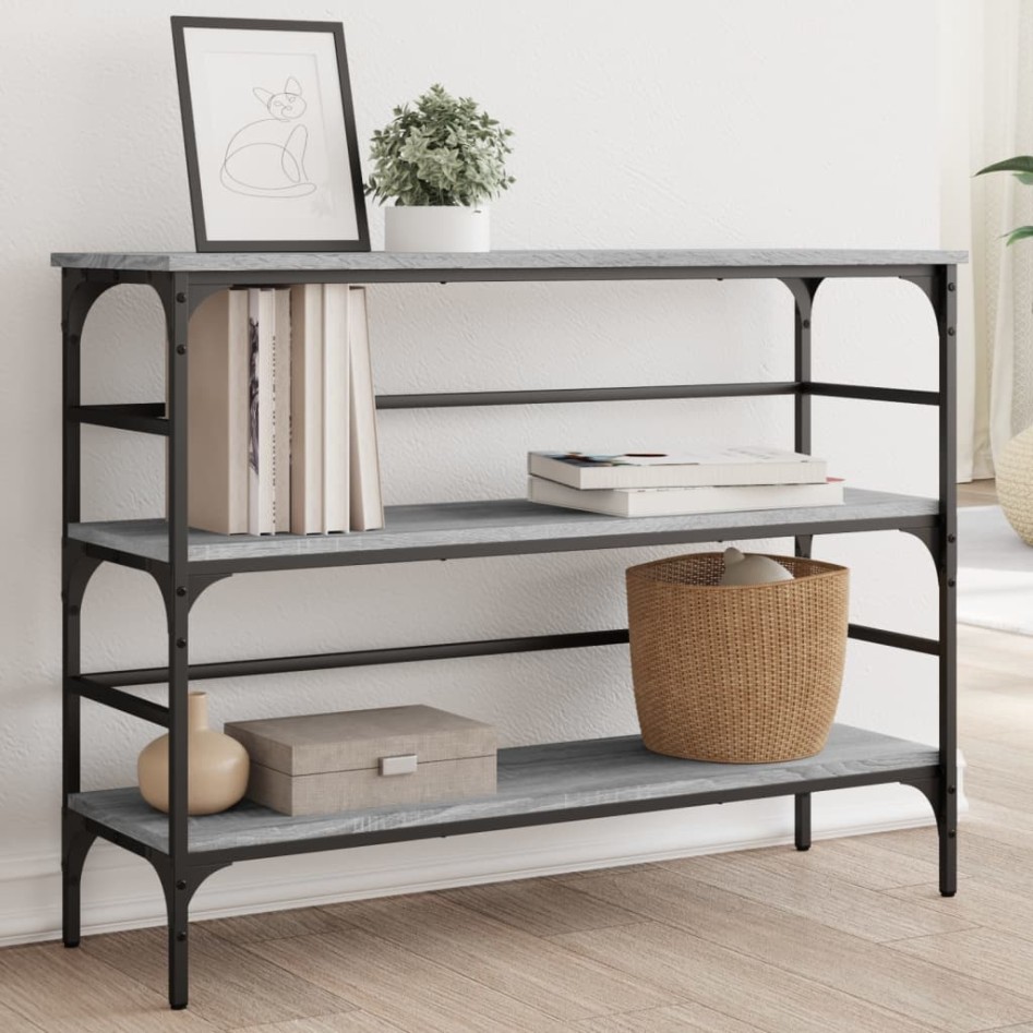 Mesa consola madera de ingeniería gris Sonoma 100x32x75