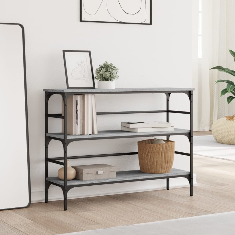 Mesa consola madera de ingeniería gris Sonoma 100x32x75