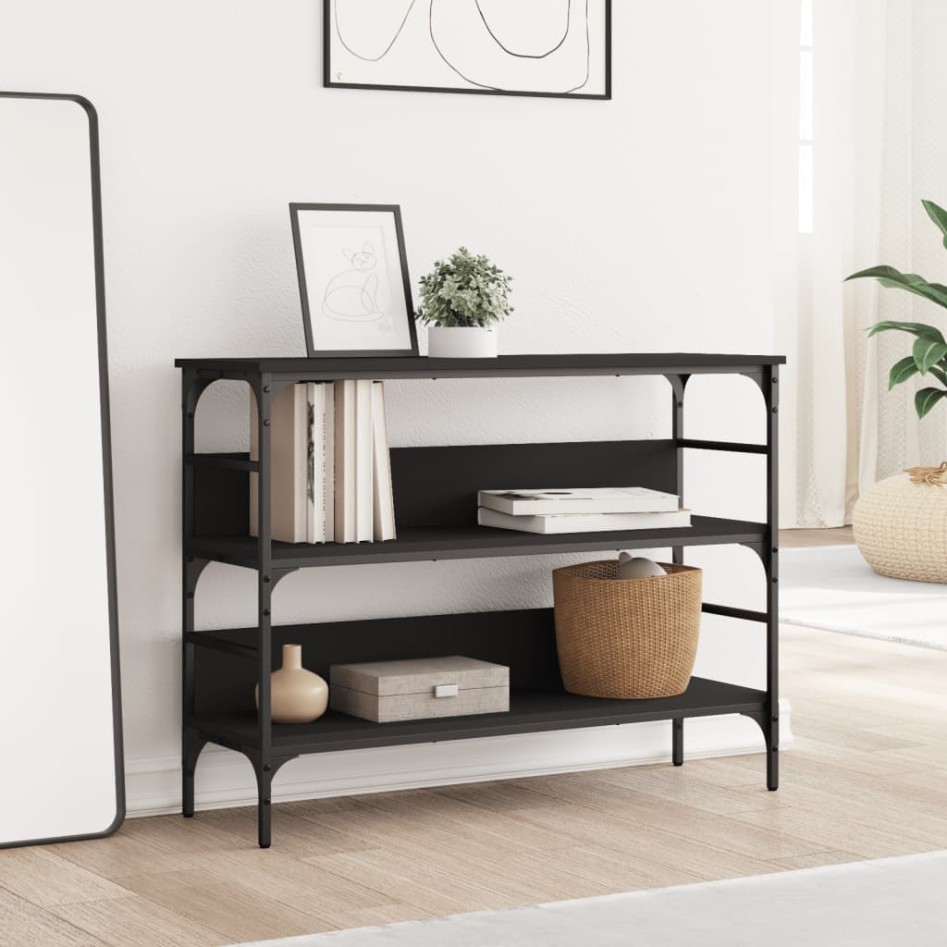 Mesa consola madera de ingeniería negro 100x32x75