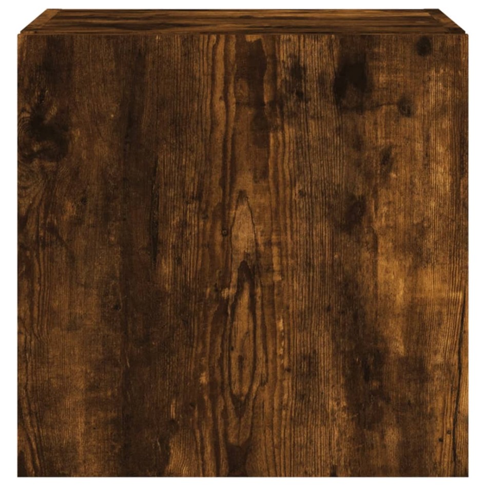 Muebles TV de pared luces LED 2 uds roble ahumado 40,5x35x40