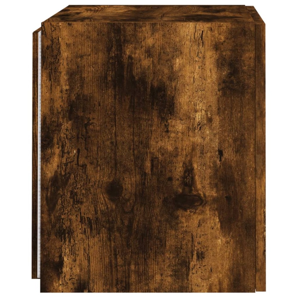 Muebles TV de pared luces LED 2 uds roble ahumado 40,5x35x40