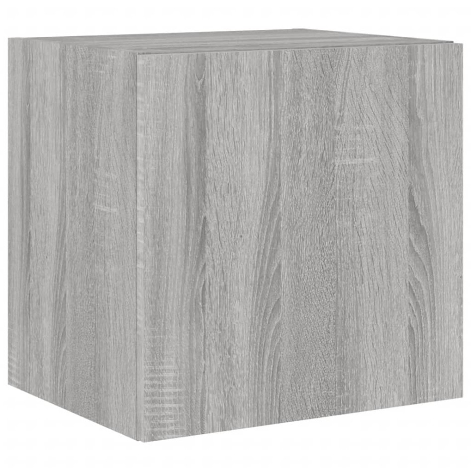 Muebles TV de pared luces LED 2 uds gris Sonoma 40,5x35x40