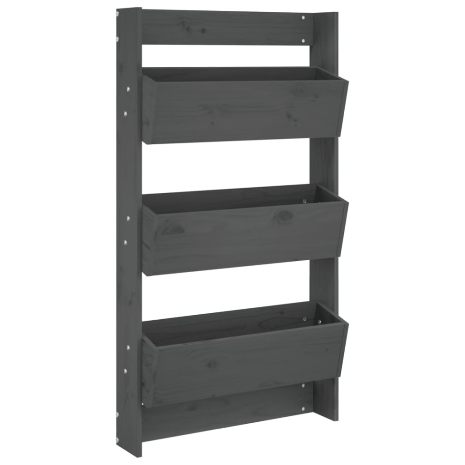 Jardinera de pared 3 niveles madera pino gris 60x18,5x110