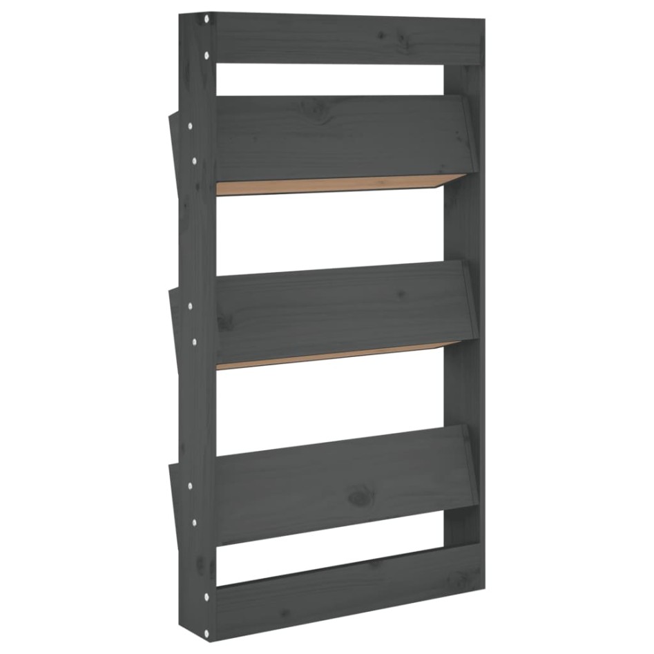 Jardinera de pared 3 niveles madera pino gris 60x18,5x110