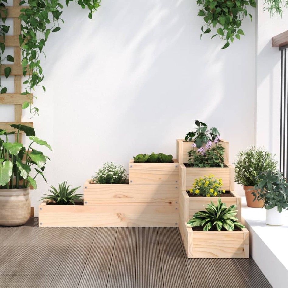 Jardinera de 4 niveles madera maciza de pino 80,5x79x36