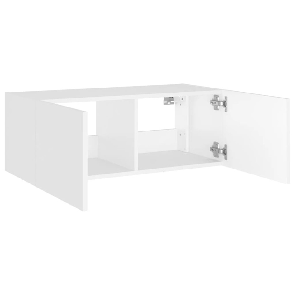 Mueble de TV de pared con luces LED blanco 80x35x31