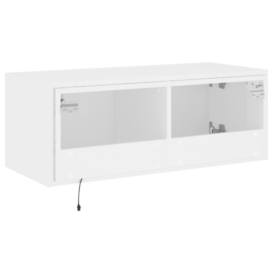 Mueble de TV de pared con luces LED blanco 80x35x31