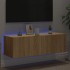 Mueble de TV de pared con luces LED roble Sonoma 100x35x31