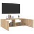 Mueble de TV de pared con luces LED roble Sonoma 100x35x31