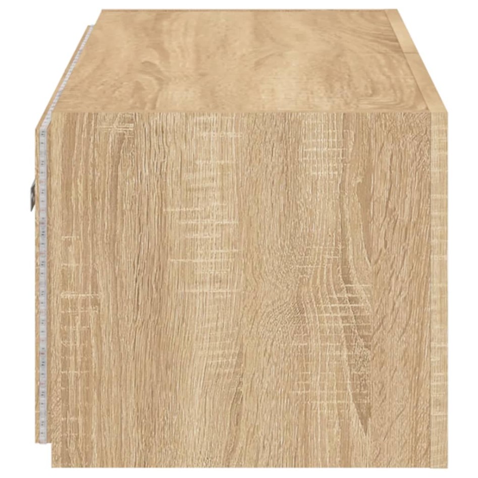 Mueble de TV de pared con luces LED roble Sonoma 100x35x31