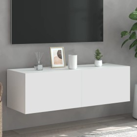 Mueble de TV de pared con luces LED blanco 100x35x31