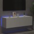 Mueble de TV de pared con luces LED blanco 100x35x31