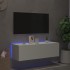 Mueble de TV de pared con luces LED blanco 100x35x31