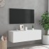Mueble de TV de pared con luces LED blanco 100x35x31