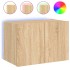 Mueble de TV de pared con luces LED roble Sonoma 60x35x41