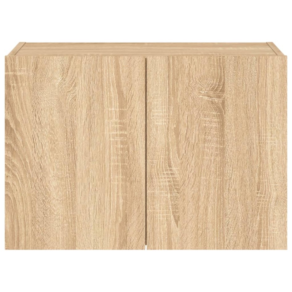 Mueble de TV de pared con luces LED roble Sonoma 60x35x41
