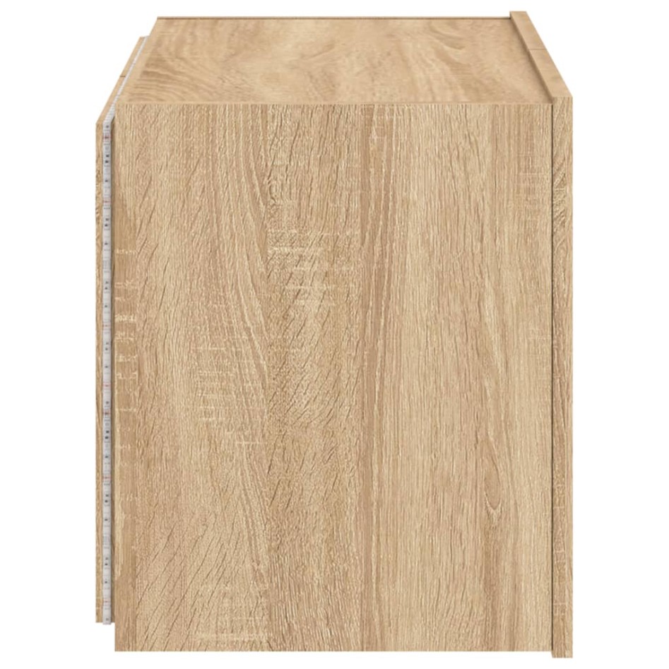 Mueble de TV de pared con luces LED roble Sonoma 60x35x41