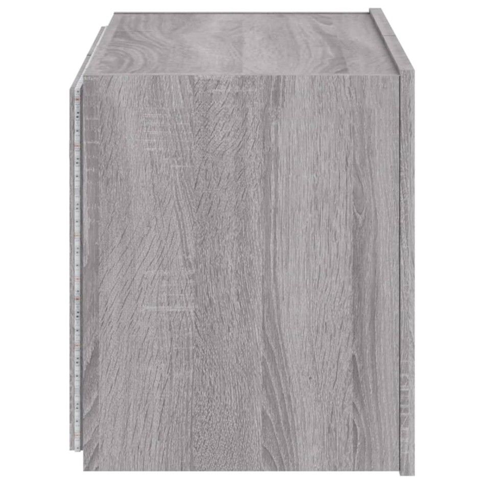 Mueble de TV de pared con luces LED gris Sonoma 60x35x41