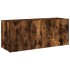 Mueble de TV de pared con luces LED roble ahumado 100x35x41