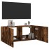 Mueble de TV de pared con luces LED roble ahumado 100x35x41