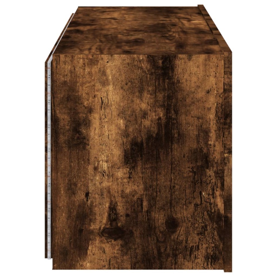 Mueble de TV de pared con luces LED roble ahumado 100x35x41