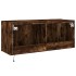Mueble de TV de pared con luces LED roble ahumado 100x35x41