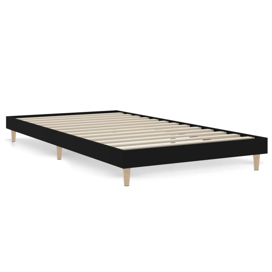 Estructura de cama madera de ingeniería negra 90x200