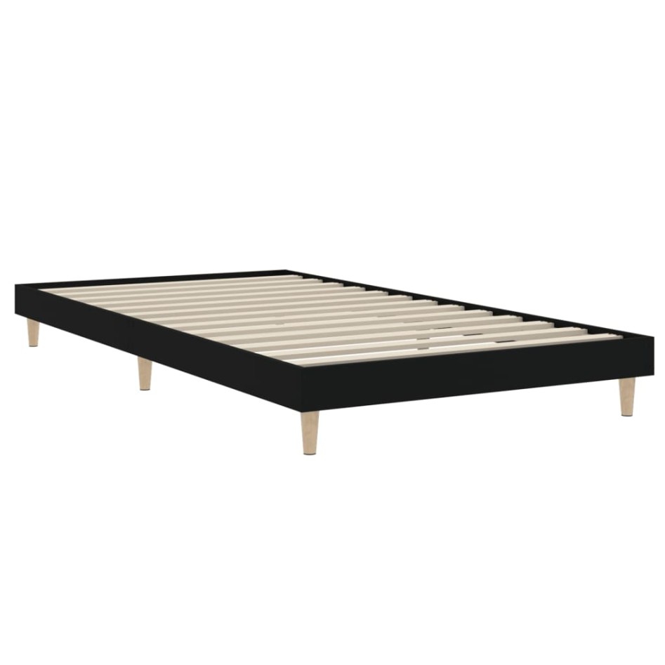 Estructura de cama madera de ingeniería negra 90x200