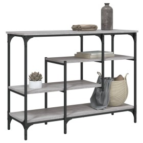 Mesa consola con estantes gris Sonoma 100x35x75