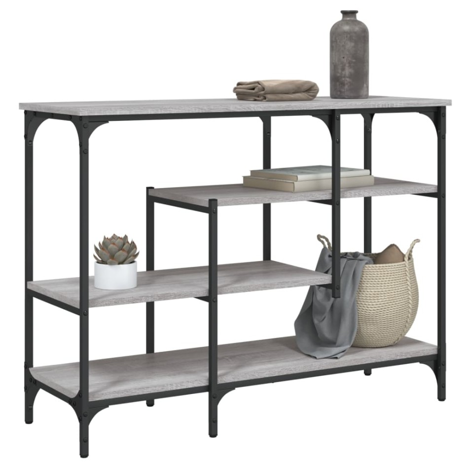 Mesa consola con estantes gris Sonoma 100x35x75