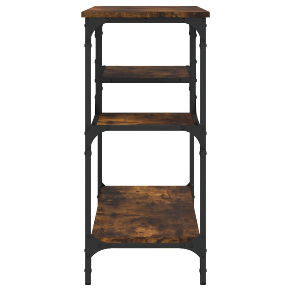 Mesa consola con estantes roble ahumado 100x35x75