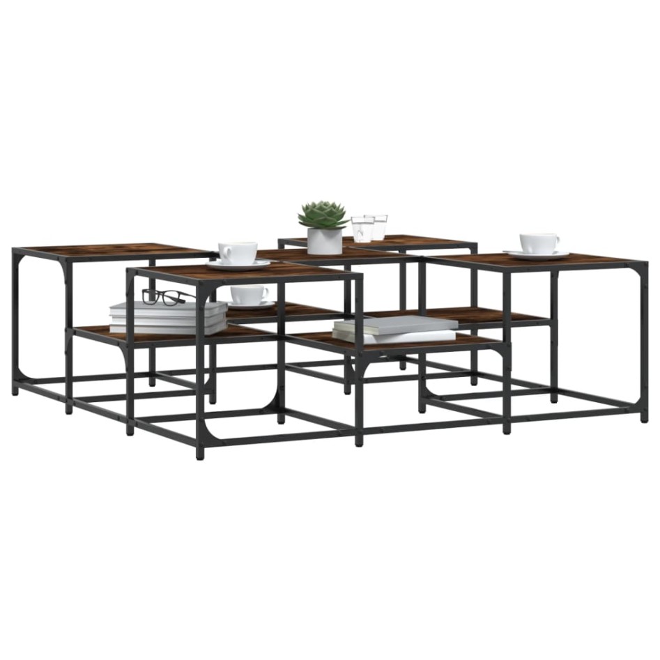 Mesa de centro madera de ingeniería roble ahumado 121x121x40