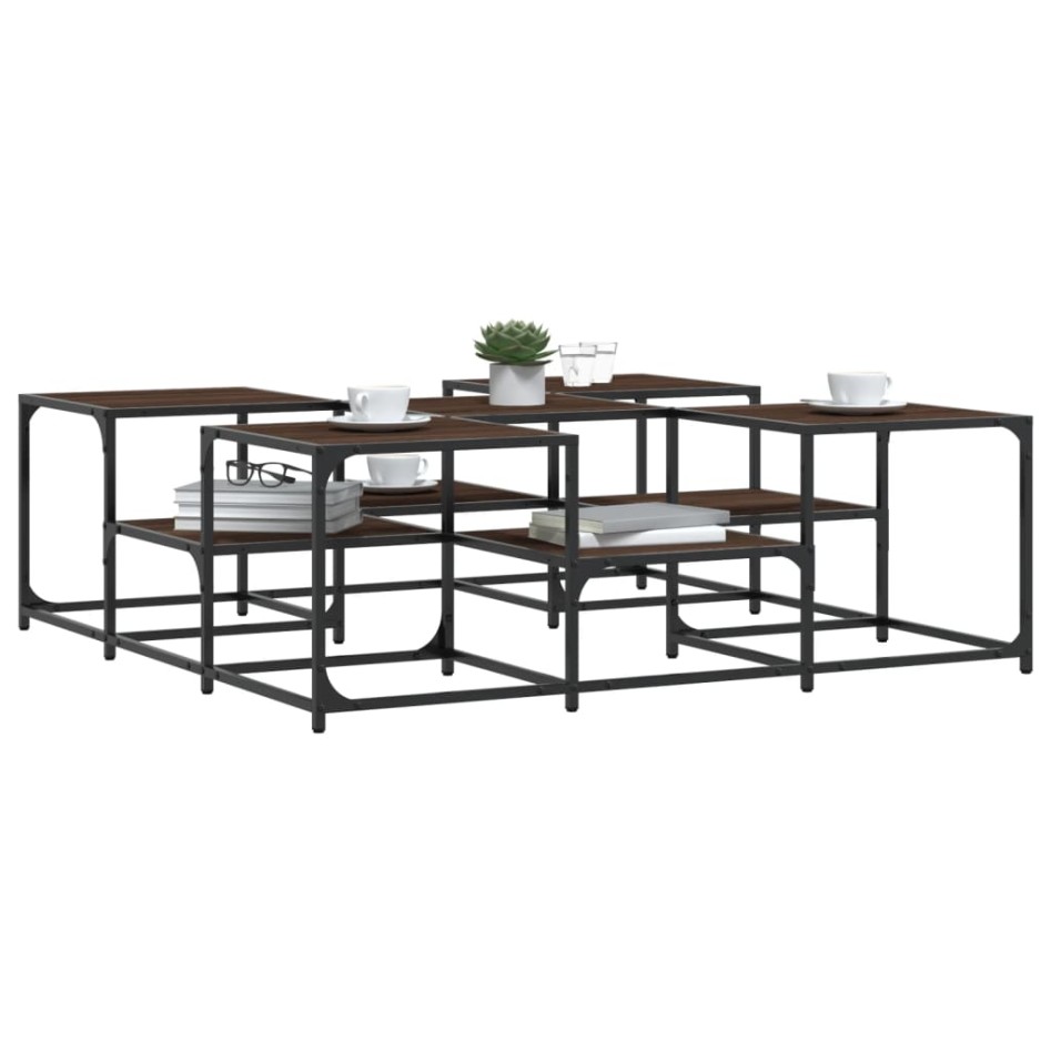 Mesa de centro madera de ingeniería roble marrón 121x121x40