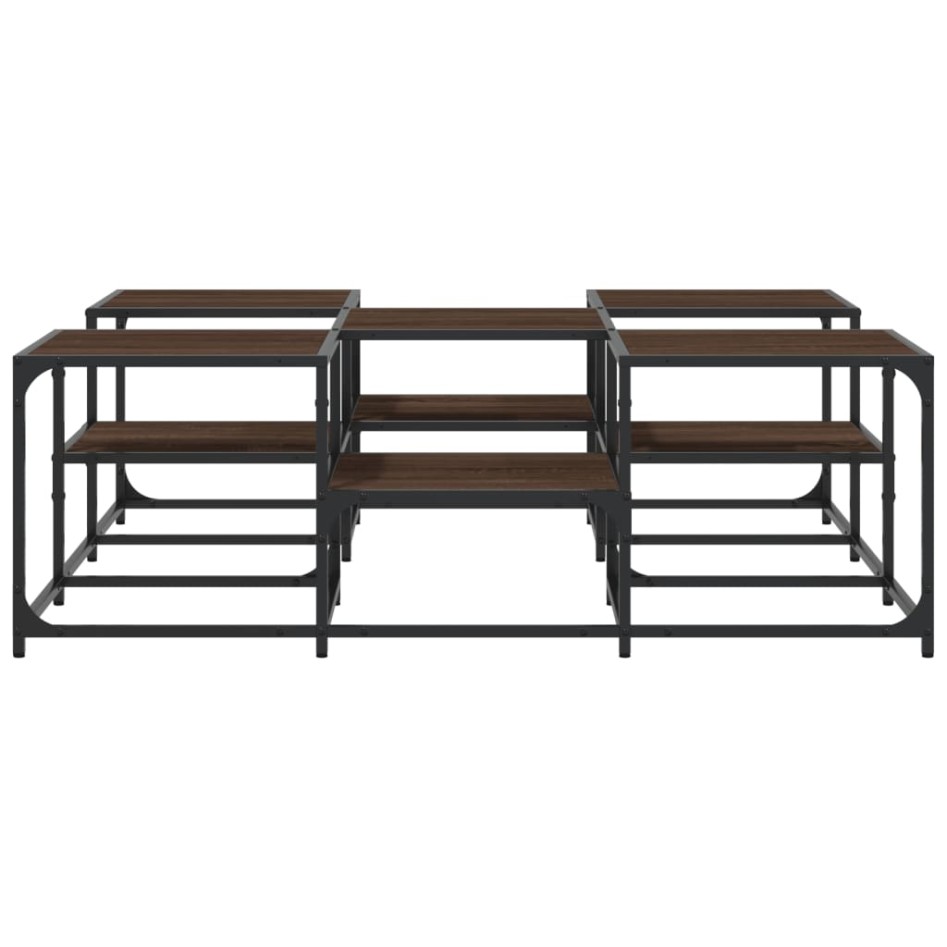 Mesa de centro madera de ingeniería roble marrón 121x121x40