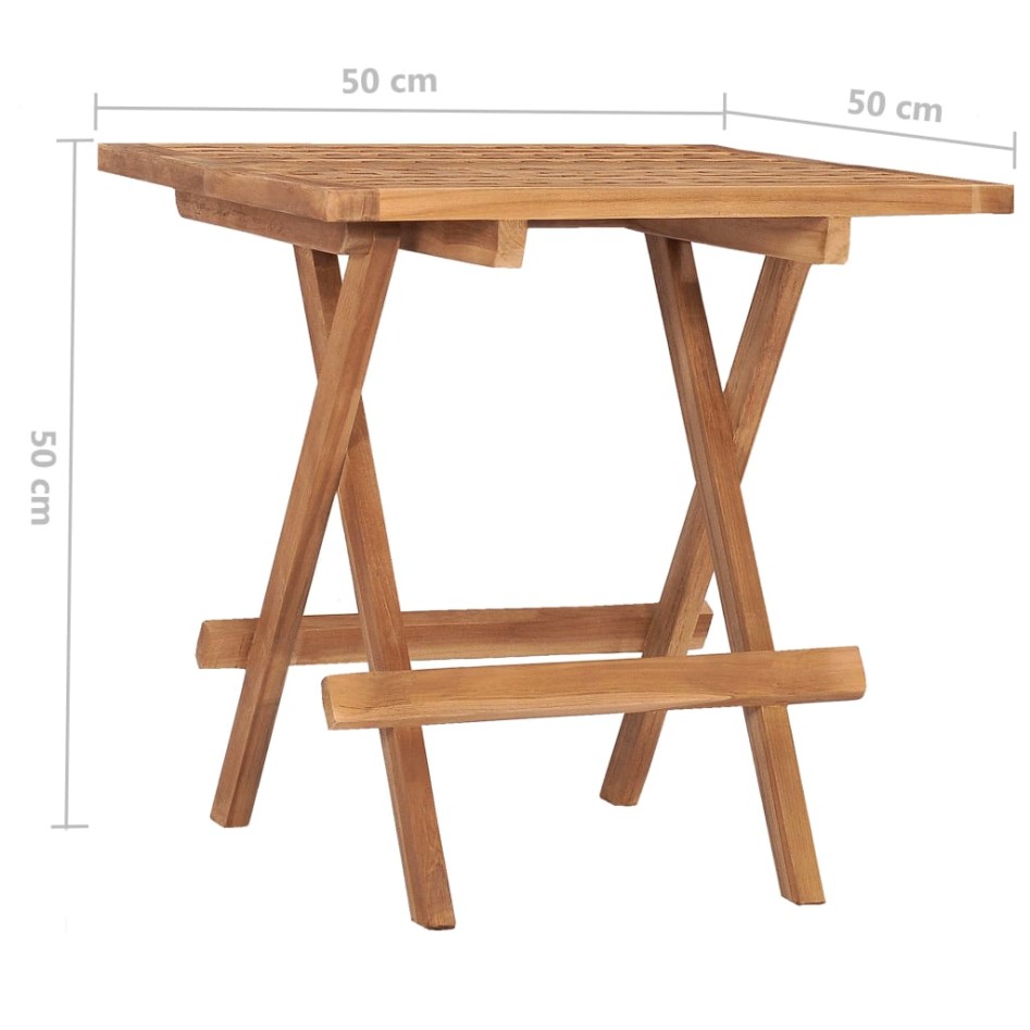 Mesa plegable de jardín madera maciza de teca 50x50x50