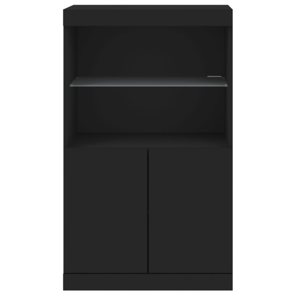 Aparador con luces LED negro 60,5x37x100